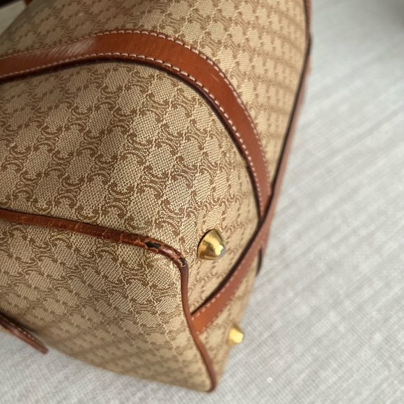Celine Macadam Chestnut Brown and Tan coated canvas Boston Bag GUC - Picture 9 of 14